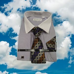 MEN'S KARL KNOX  NAVY- WHITE VERTICAL STRIPE COMBO SET. SX4482.